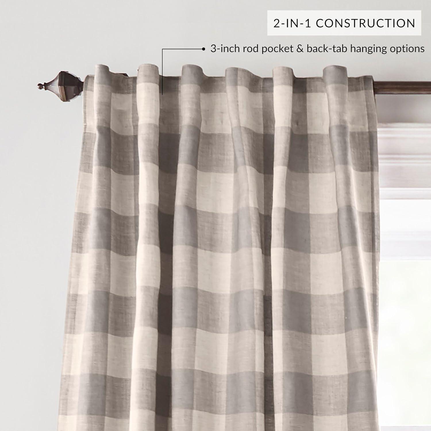 Elrene Grainger Buffalo Check Lined Room Darkening Single Window Curtain Panel - Elrene Home Fashions