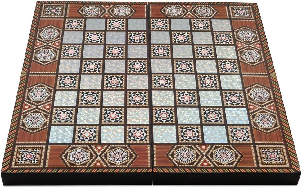 Star Turkish Classic Backgammon Board Game - 19 inches, Magnetic Closing Mechanism, Folding Board, Strategic Game, Family and Friend Fun, Portable Travel Set, Solid Wood Case, Scratch Resistance