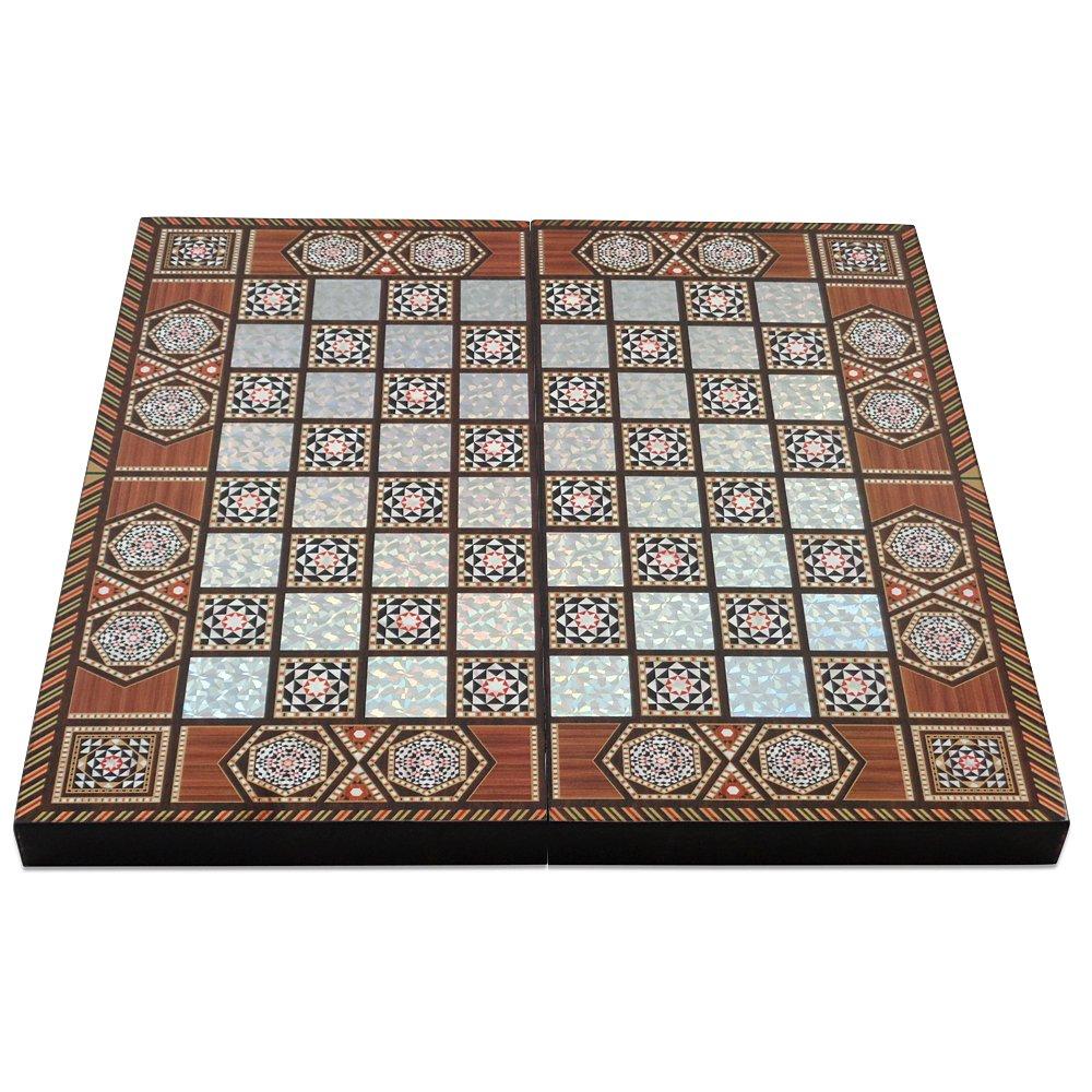 Star Turkish Classic Backgammon Board Game - 19 inches, Magnetic Closing Mechanism, Folding Board, Strategic Game, Family and Friend Fun, Portable Travel Set, Solid Wood Case, Scratch Resistance