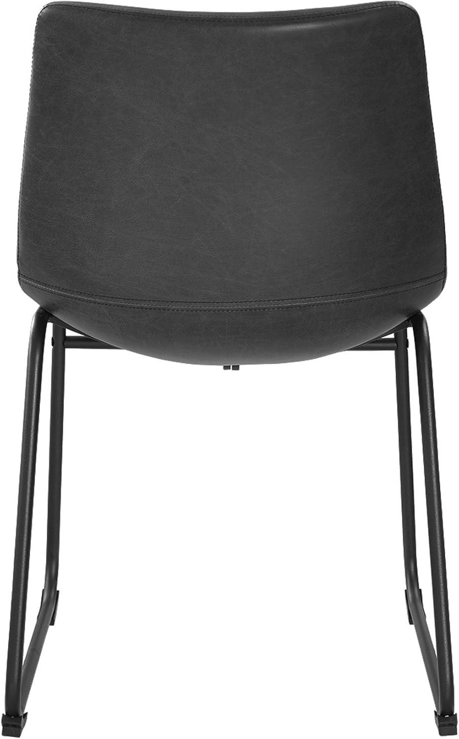 Sleek Black Faux Leather and Metal Space-Saving Dining Chair Set