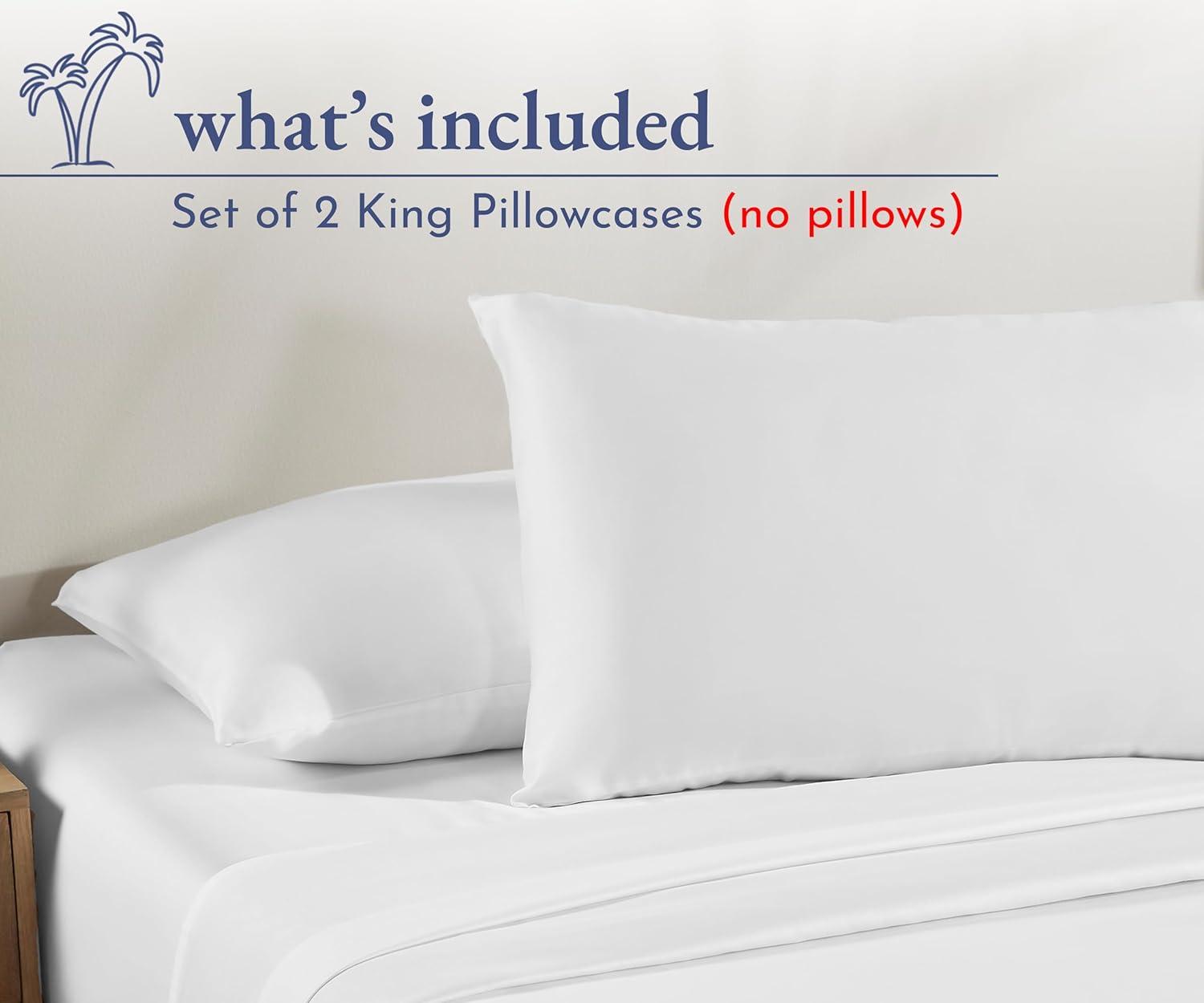 California Design Den King Size Pillow Cases, 100% Cotton Pillow Cases, Set of 2 Soft & Cooling Sateen Weave Pillowcase Set, for King Size Pillows, Bright White