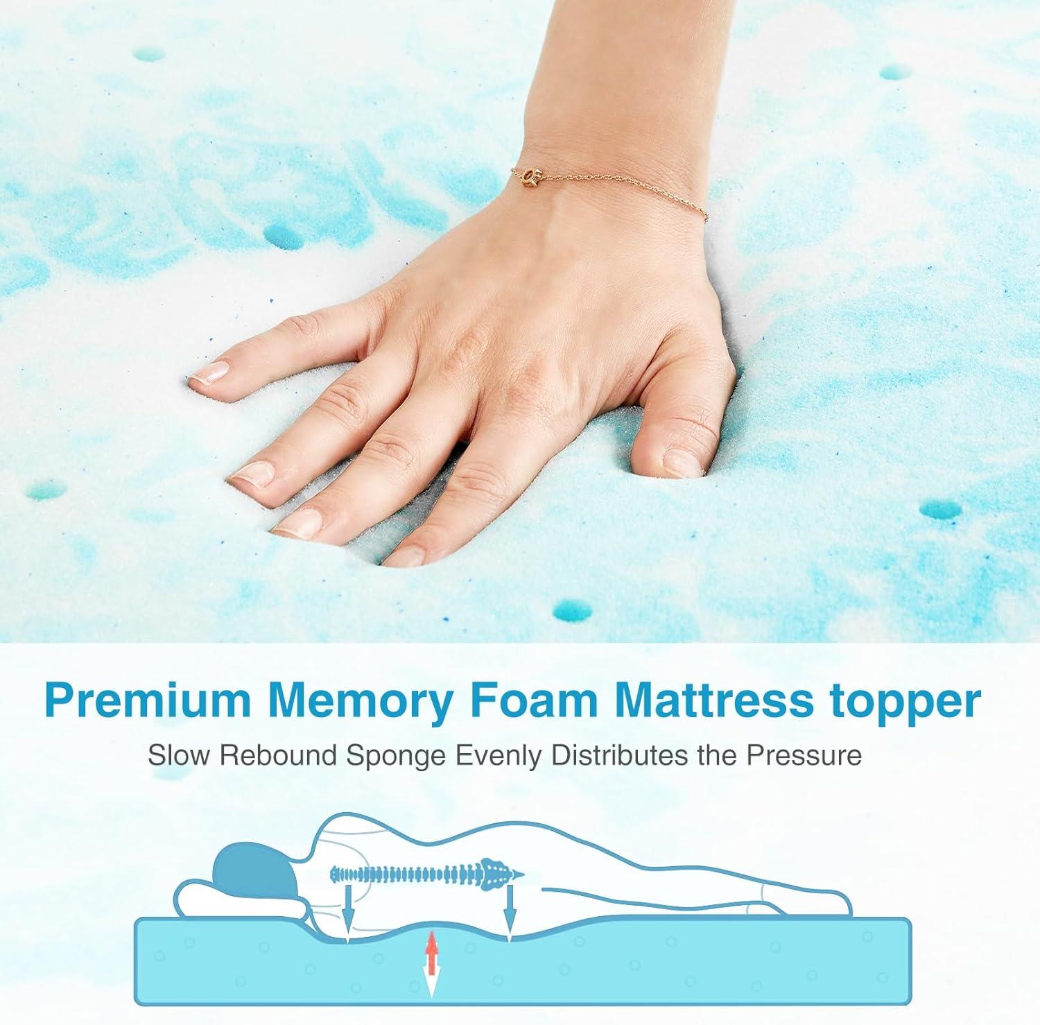 EDX 3 Inch Cool Gel Memory Foam Mattress Topper Twin Size Bed, Comfort Body Support & Pressure Relief, CertiPUR-US Certified