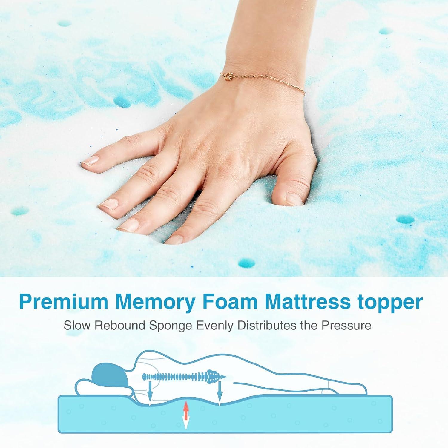 Mattress Topper, Twin XL Cooling Memory Foam Bed Toppers, 2 Inch Soft Mattress Pads for Sleeper Sofa, RV, Camper, CertiPUR-US Certified