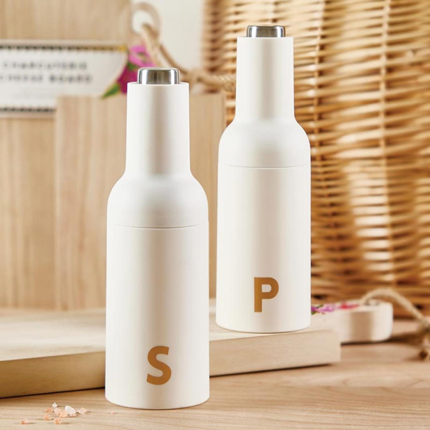 Santa Barbara Design Studio Matte Ivory Grinder Soft Touch Battery Operated Stainless Steel Electric Grinder, 8.7" Tall x 2.75" Diameter, Salt