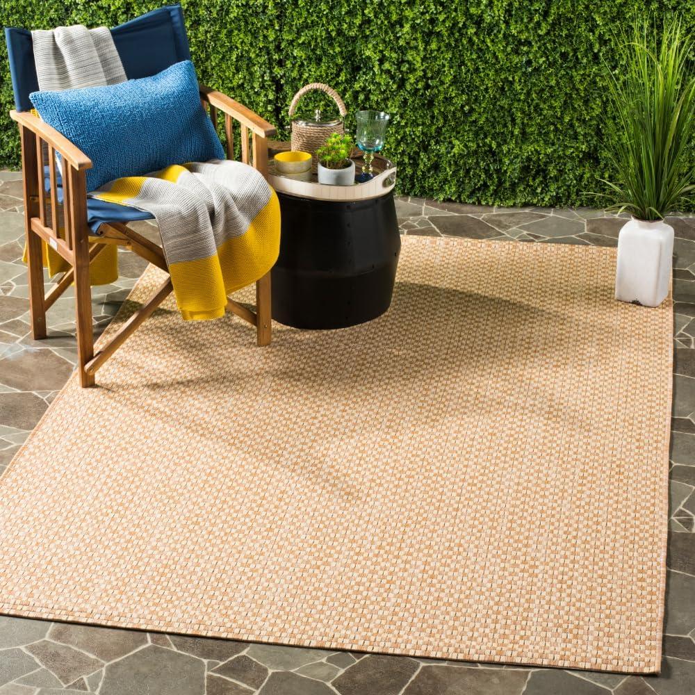 SAFAVIEH Courtyard Blair Geometric Indoor/Outdoor Area Rug, 6'7" x 9'6", Natural/Cream