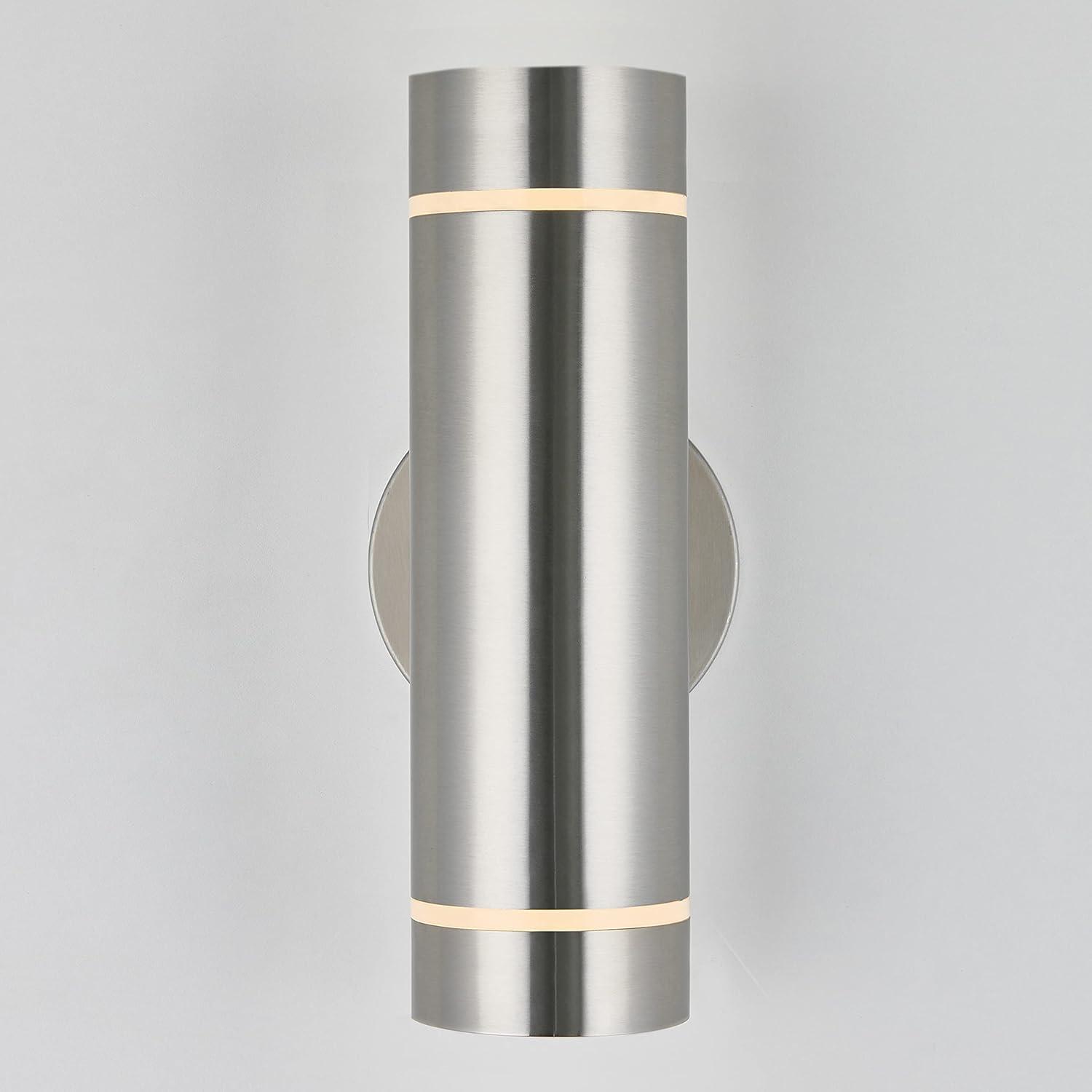 C7 Stainless Steel Modern Outdoor Hardwired Garage and Porch Light Cylinder Sconce