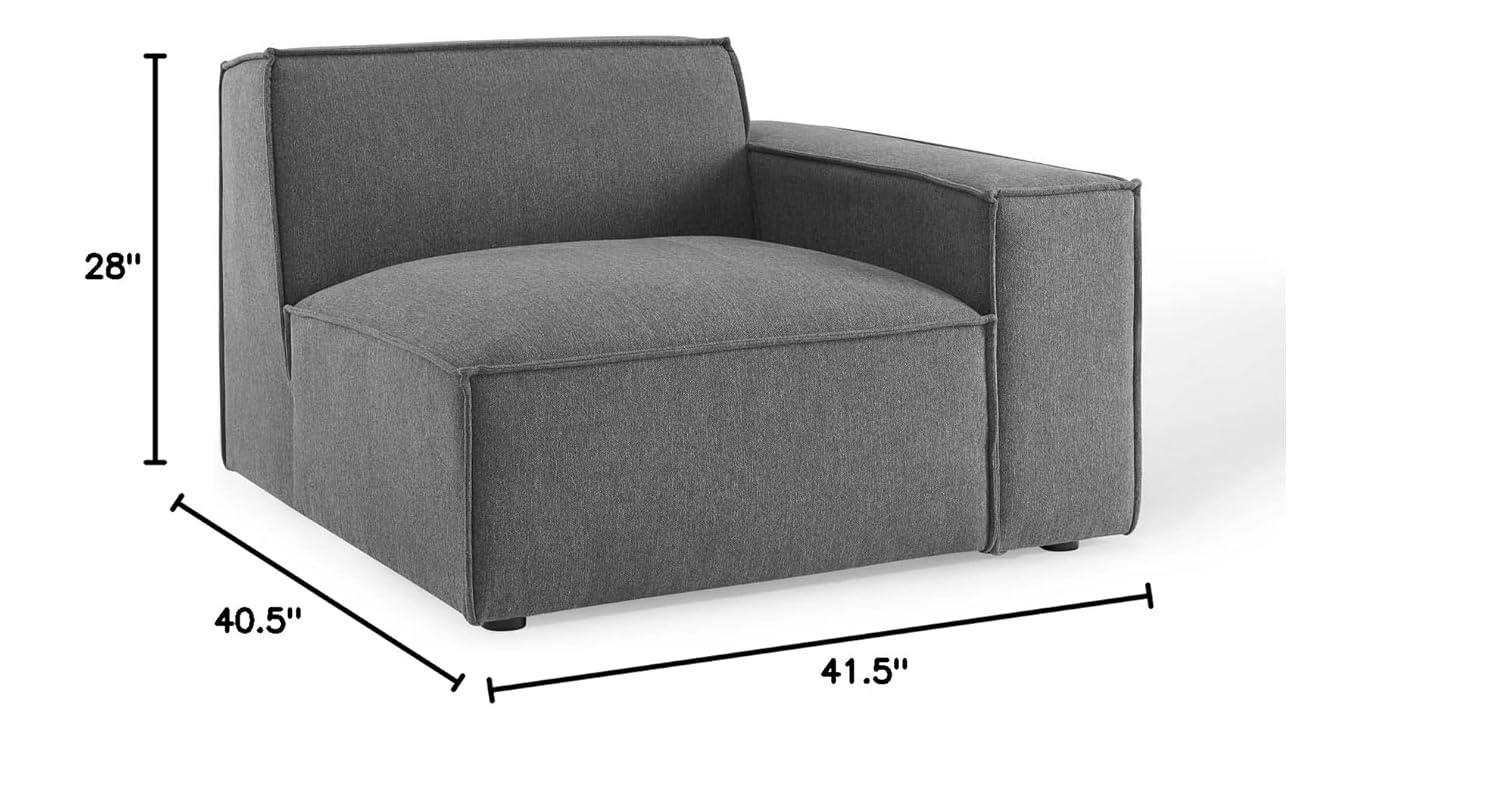 Modway Restore Left Arm Sectional Sofa Chair Charcoal: Upholstered, Wood Frame, Spot Clean