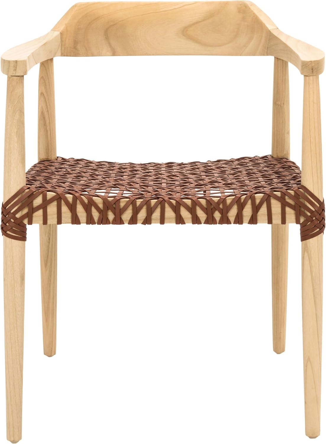 Munro Leather Woven Accent Chair - ACH1005 - Natural/Light Honey - Safavieh