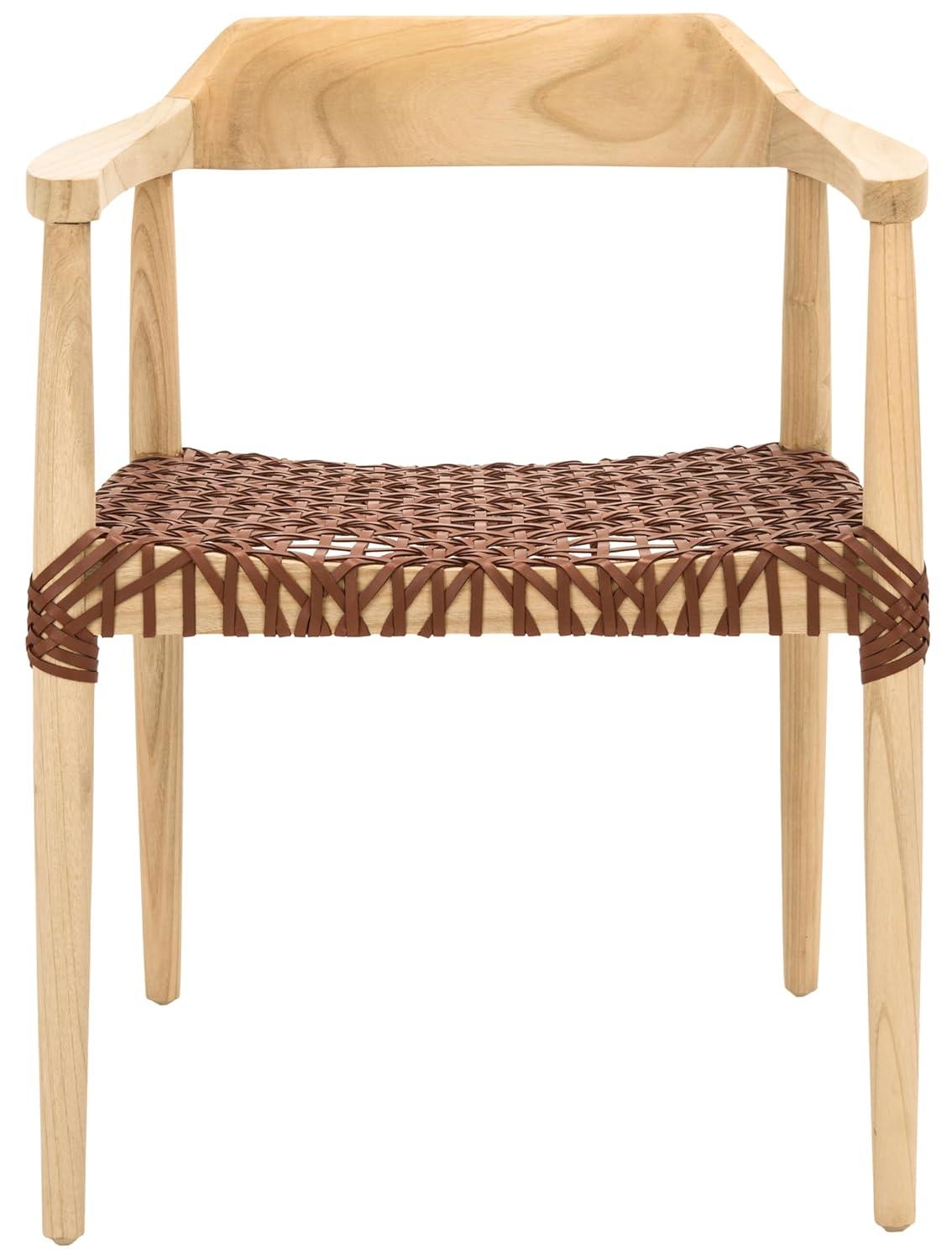 Munro Leather Woven Accent Chair - ACH1005 - Natural/Light Honey - Safavieh