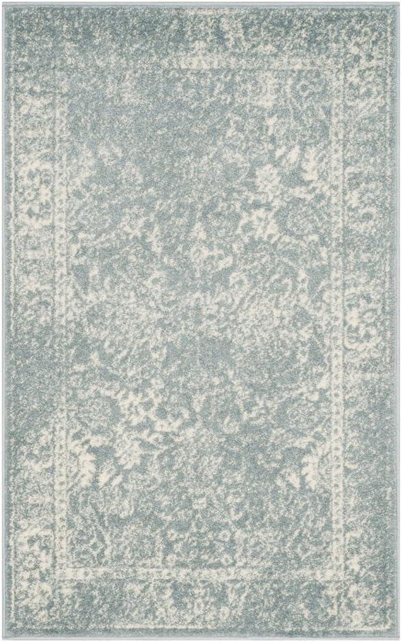 Slate and Ivory Rectangular Hand-knotted Synthetic Rug