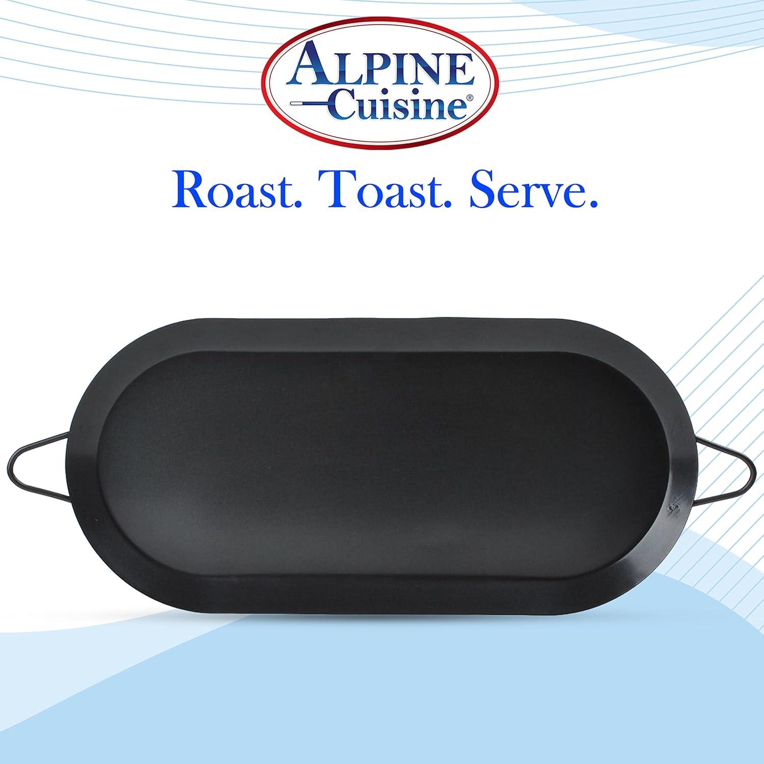 Black Carbon Steel Oval Comal Griddle with Double Handles