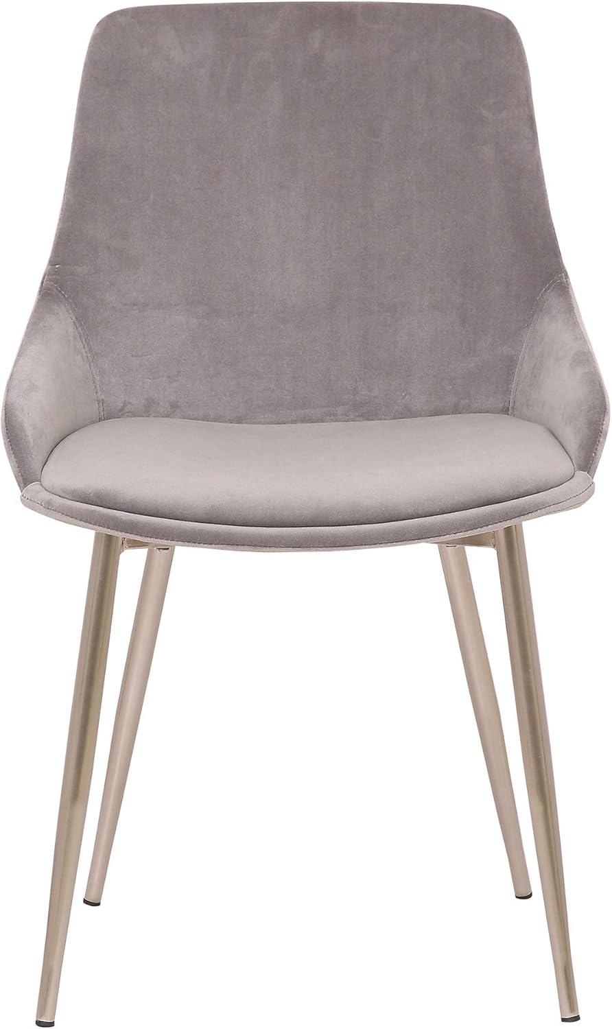 Heidi Gray Velvet Dining Accent Chair with Chrome Metal Legs