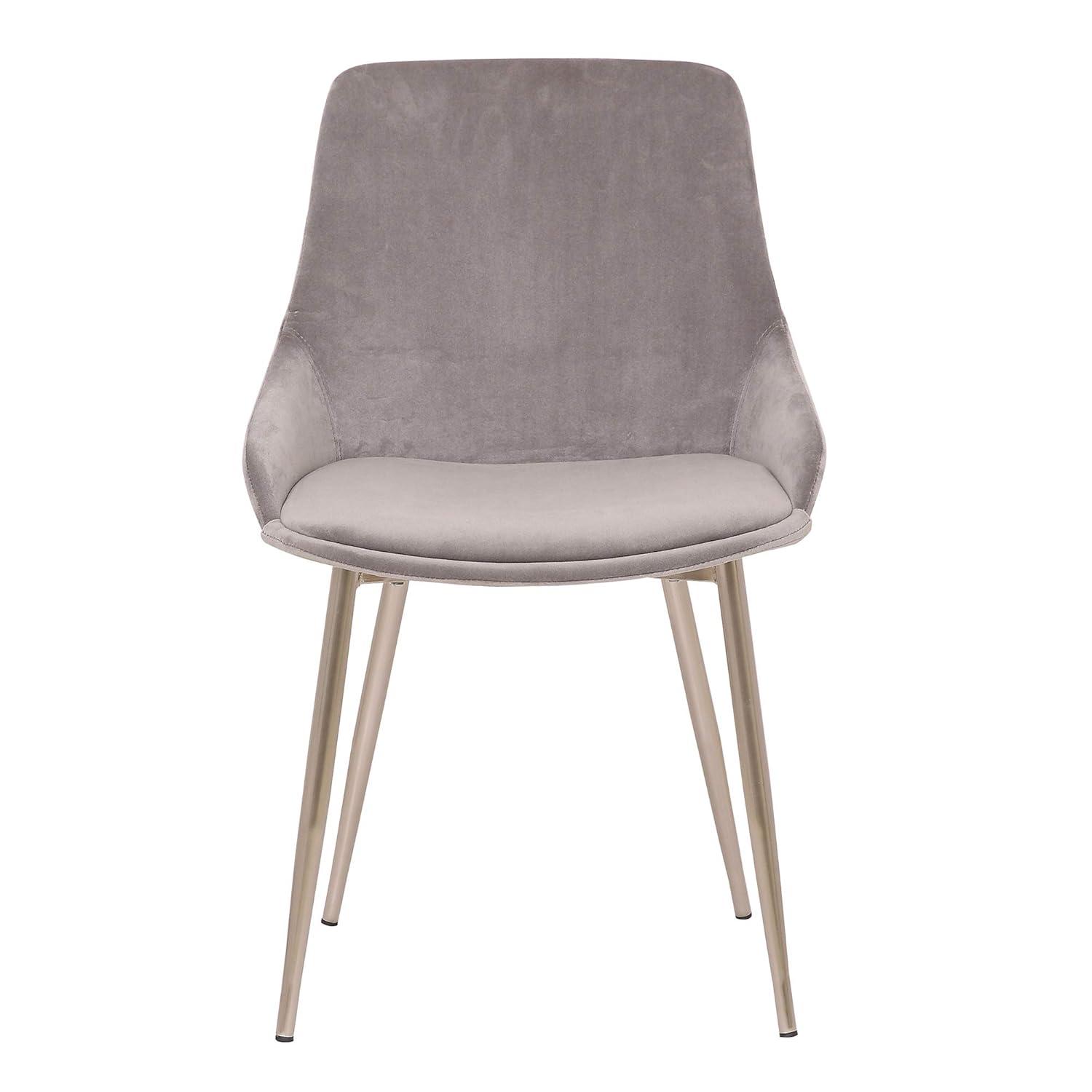 Heidi Velvet Dining Accent Chair Gray - Armen Living: Chrome Legs, Soft Polyester Upholstery, Modern Style