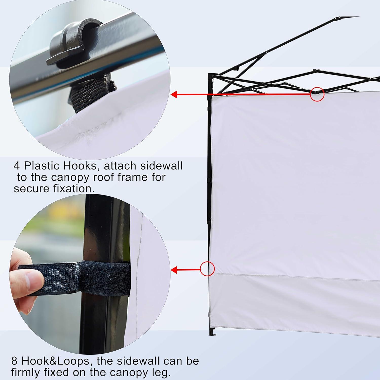 Canopy Sunwall Sidewall Gazebos Tent Waterproof for 10x10ft Pop up Canopy Straight Leg Gazebos Outdoor Instant Canopies 1 Pcs White Canopy Sidewall Only
