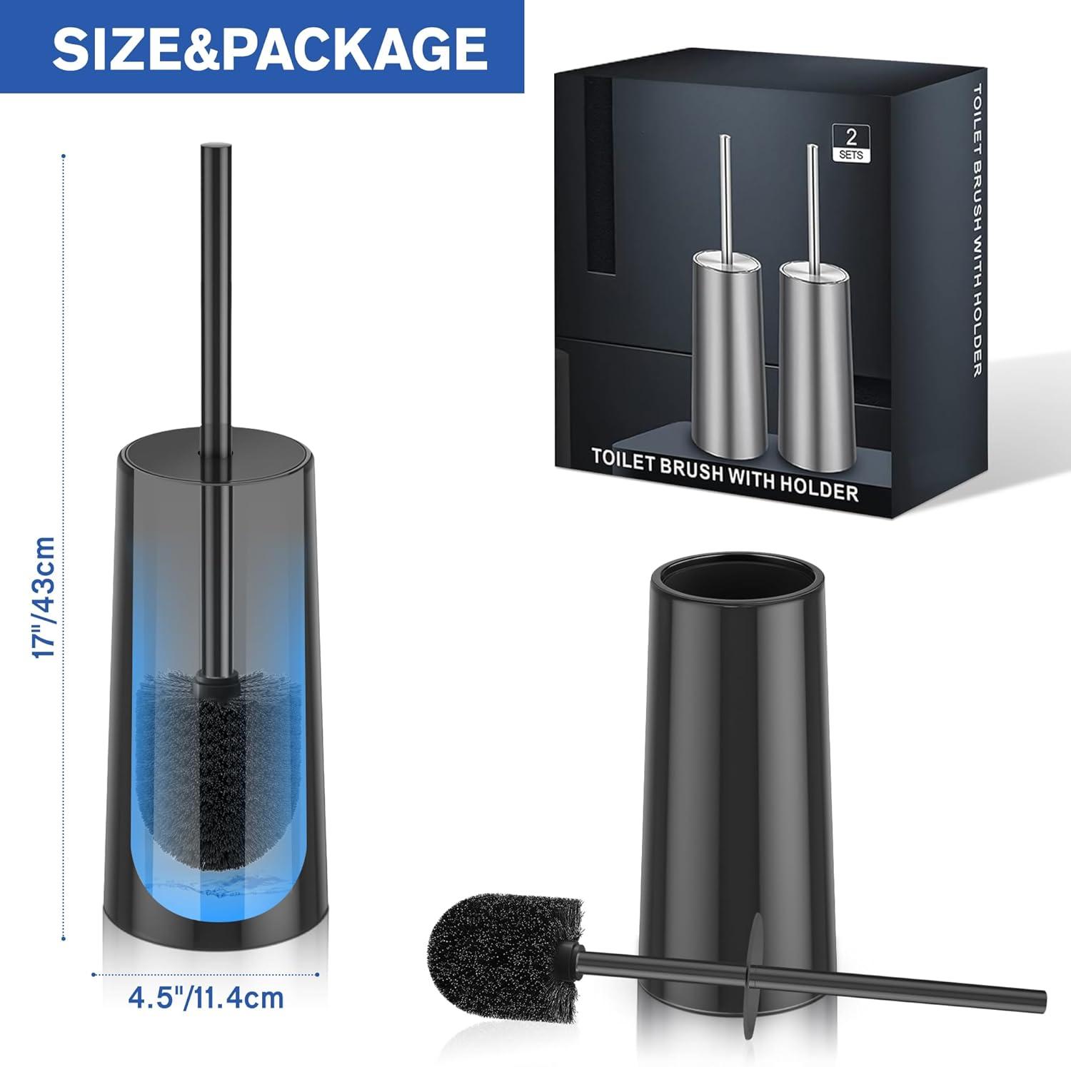 Black Stainless Steel Toilet Brush and Holder Set