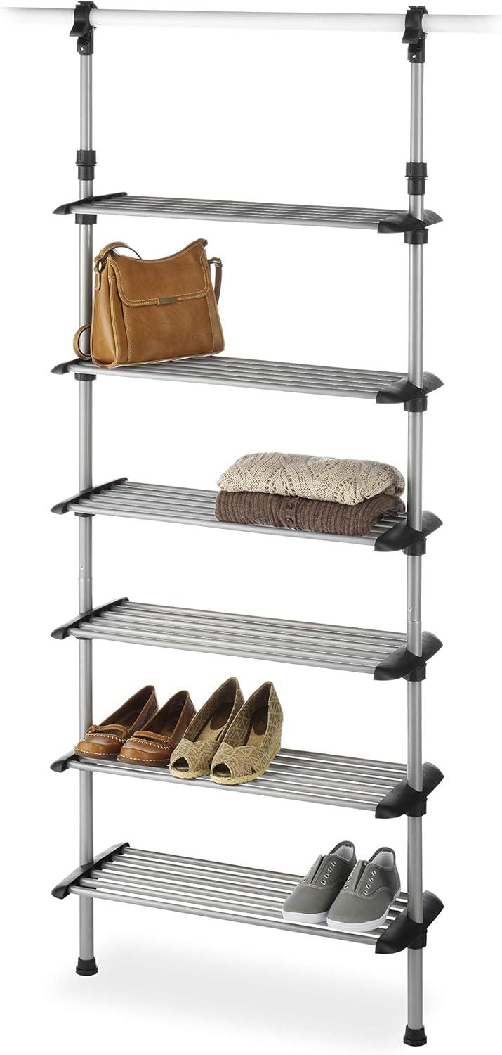 Silver Adjustable 6-Shelf Metal Closet Organizer