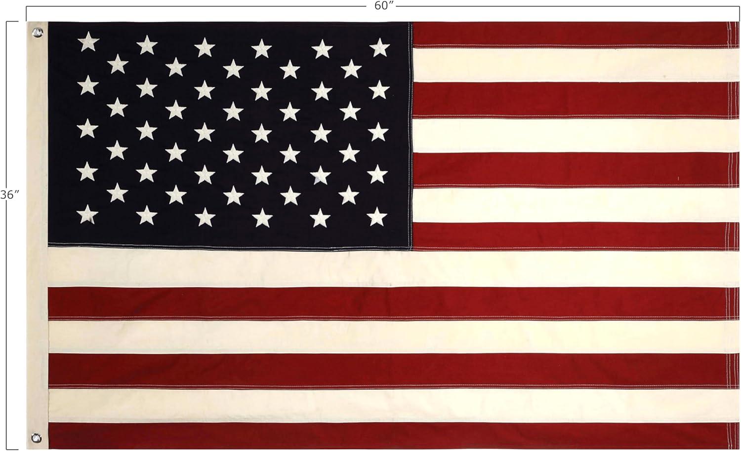 5' x 3' USA Flag Cotton with Grommets White/Blue - Storied Home: Polyester, Indoor Use, No Assembly Required