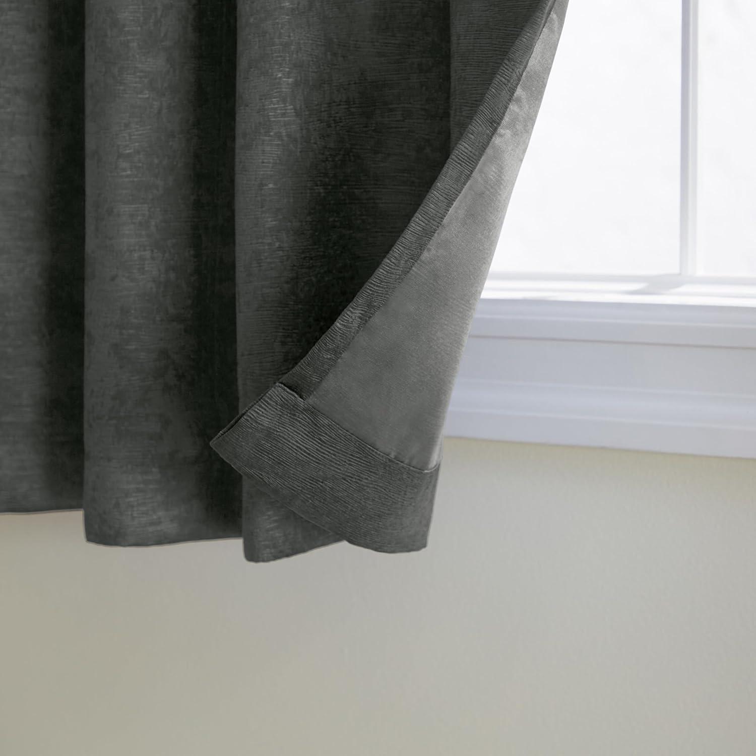 Exclusive Home Oxford Textured Sateen Thermal Room Darkening Grommet Top Window Curtain Panel Pair