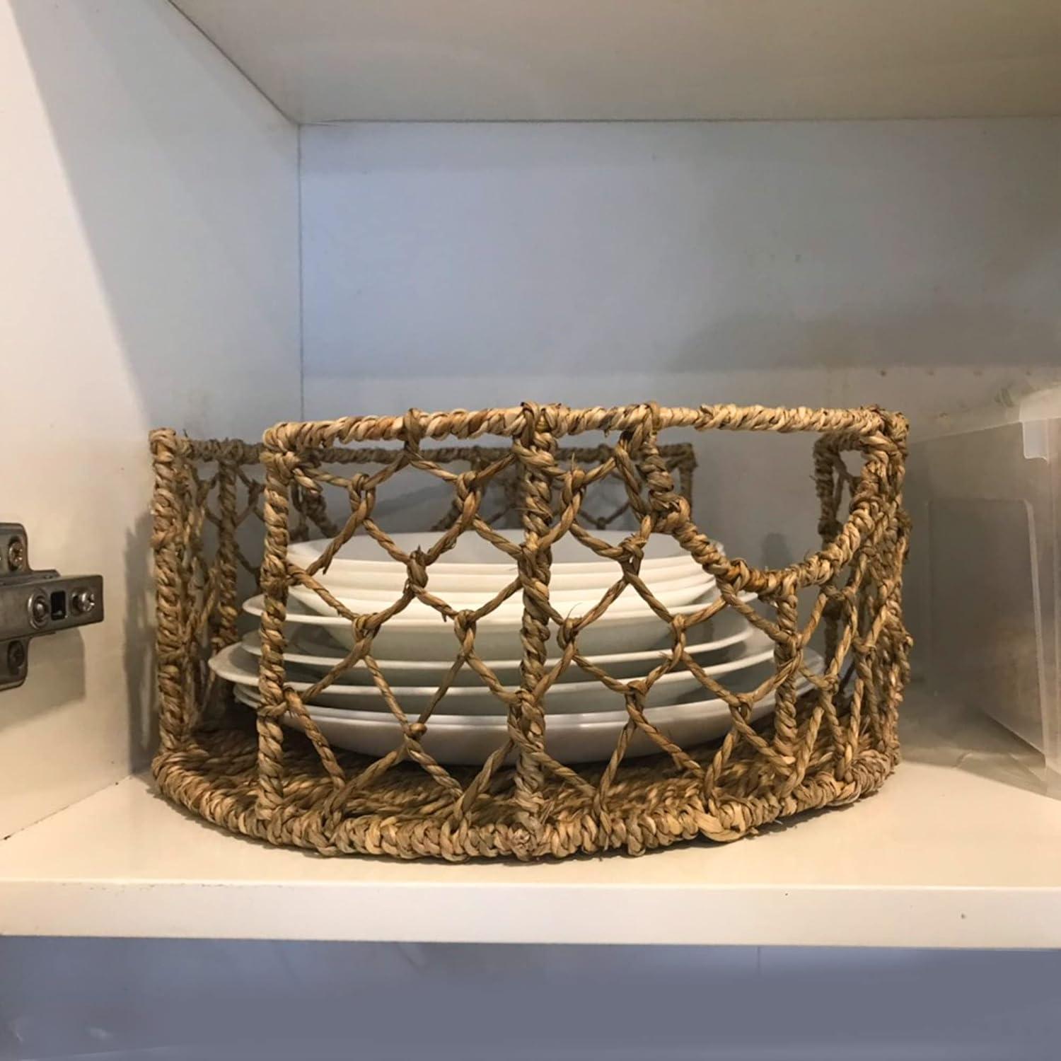 Bayou Breeze Set of 2: Stylish Natural Seagrass Plate Caddy Carriers