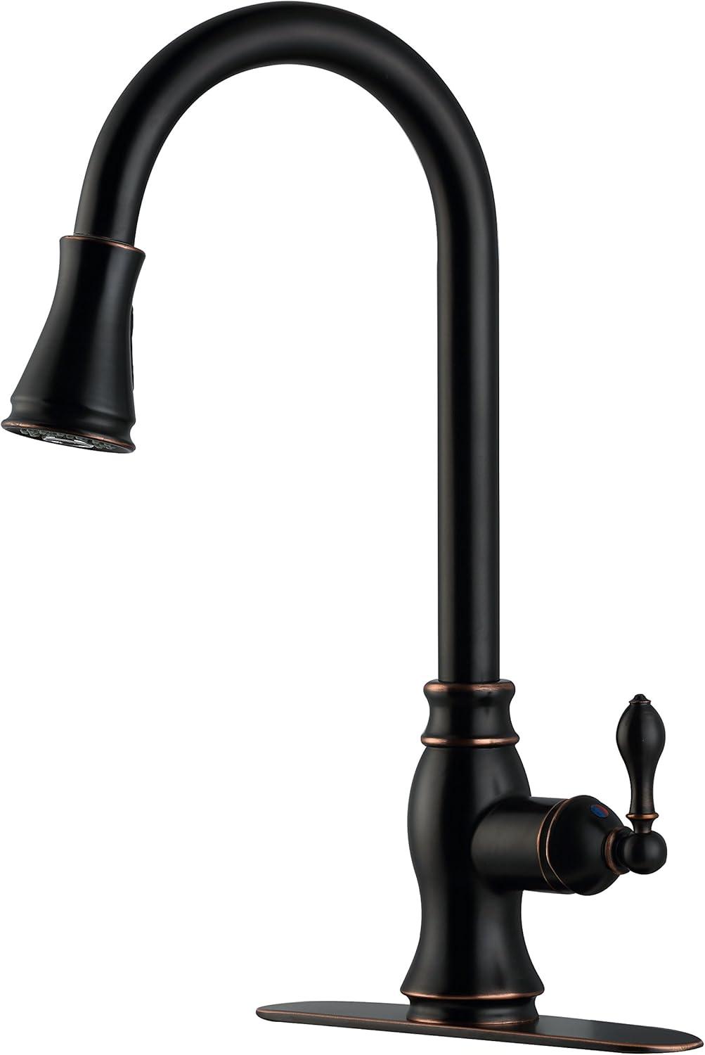 Oil Rubbed Bronze Single Handle Pull Down Kitchen Faucet