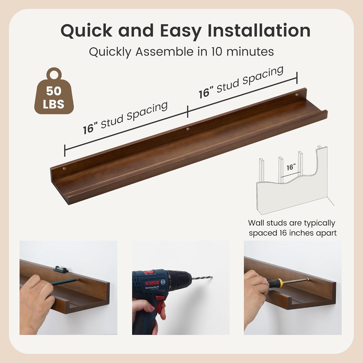 Melpomeni 2 Piece Solid Wood Floating Shelf