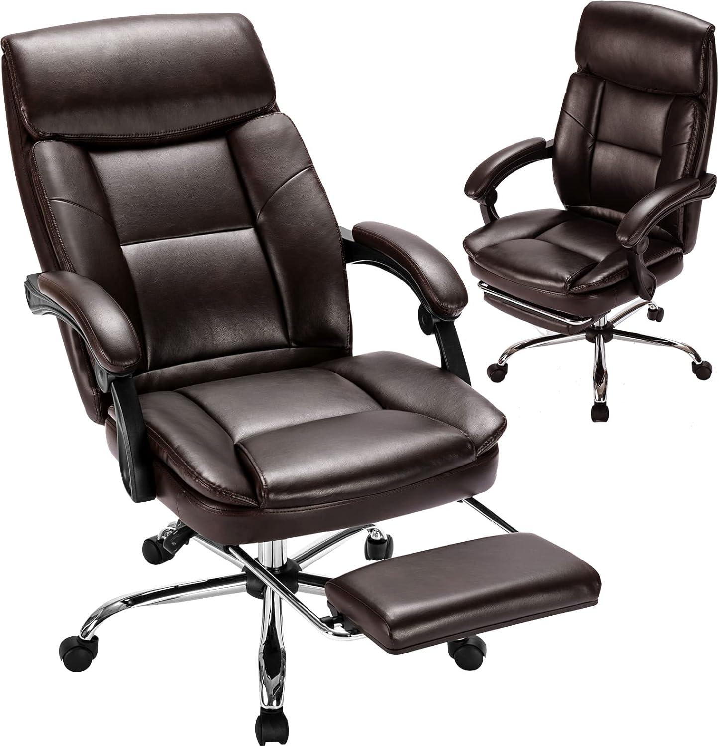 Brown Leather Ergonomic High Back Executive Swivel Chair