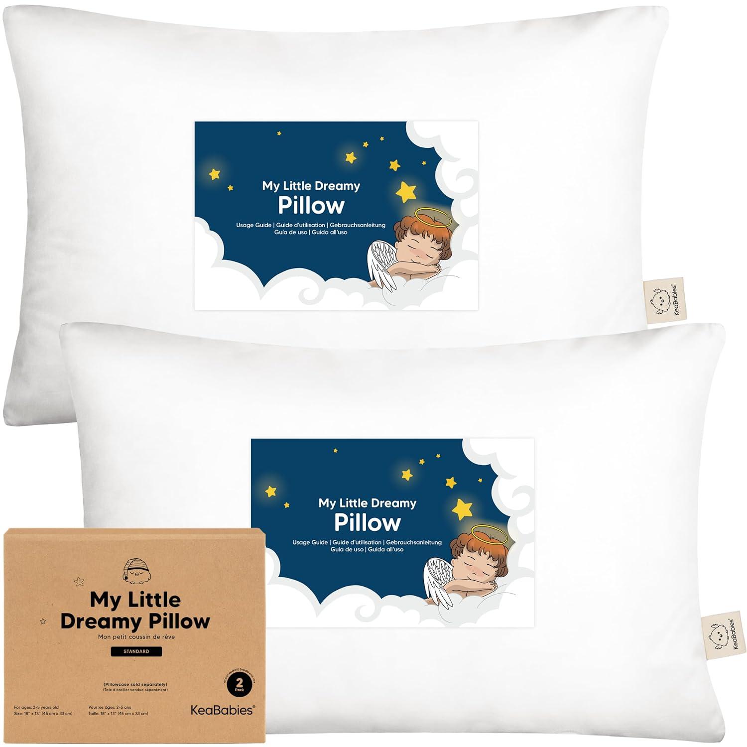 Soft White Organic Cotton Toddler Travel Pillow Set