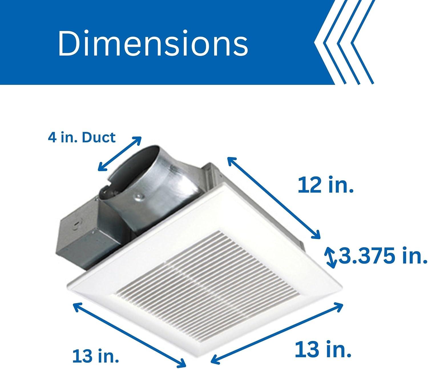 Panasonic WhisperValue Ceiling/Wall Mount Bathroom Exhaust Fan, 50-80-100 CFM, FV-0510VS1