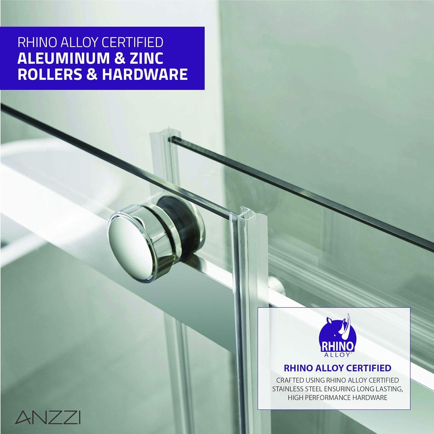 Anzzi  48 x 76 in. Stellar Series Frameless Sliding Shower Door with Handle, Chrome