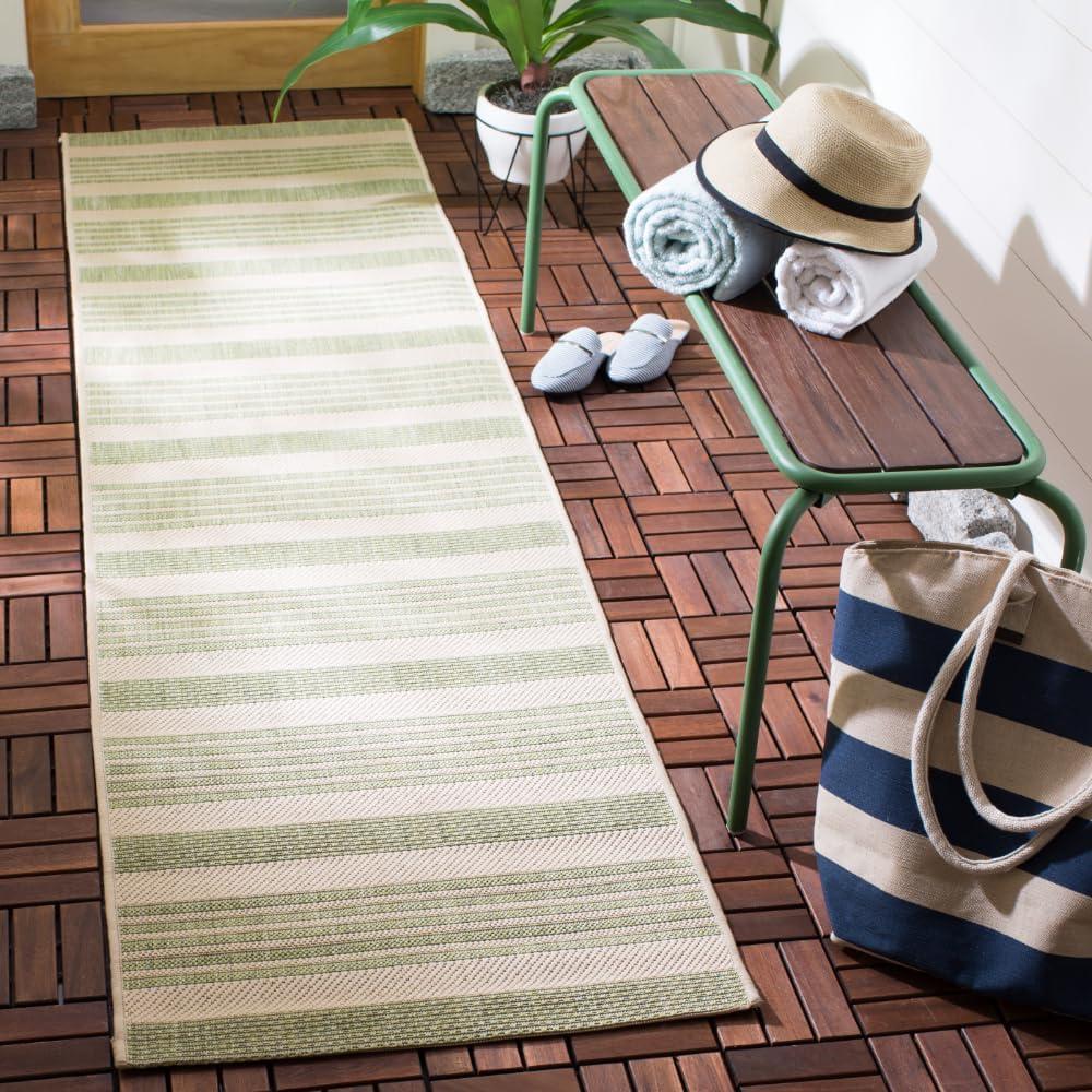 Arneshia Striped Beige/Sweet Pea Indoor/Outdoor Area Rug