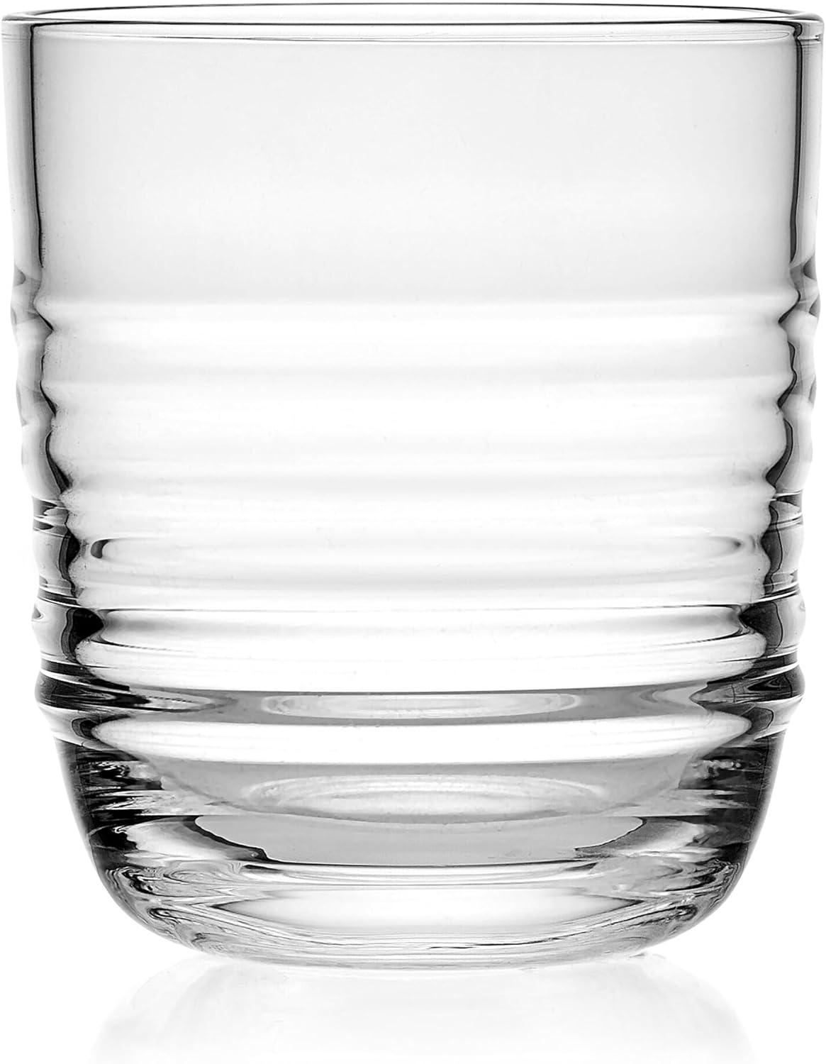 Ciara 14 oz Clear Ribbed Crystal Whiskey Glasses, Set of 4