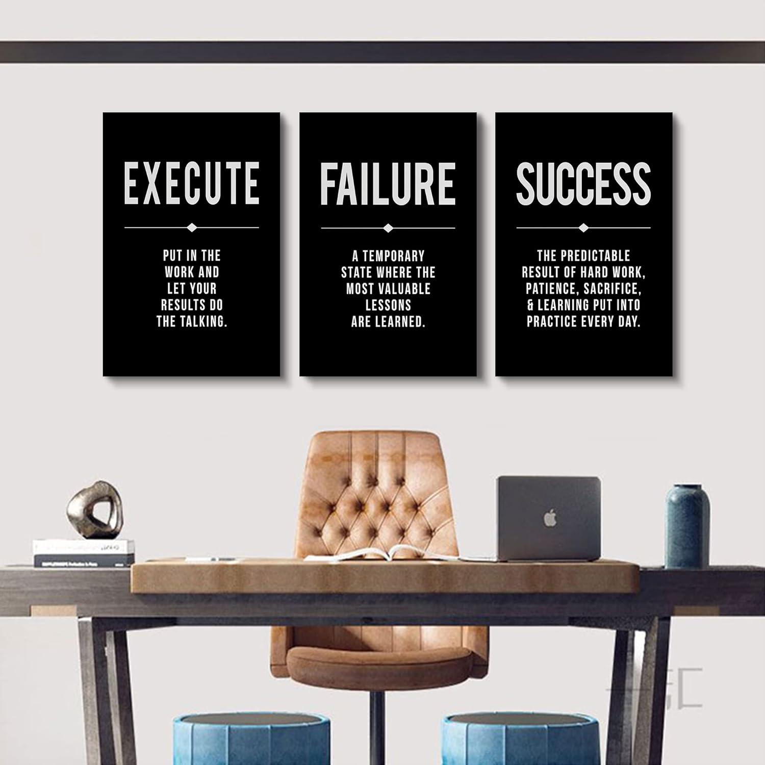 Black and White Motivational Quote Canvas Wall Art Set