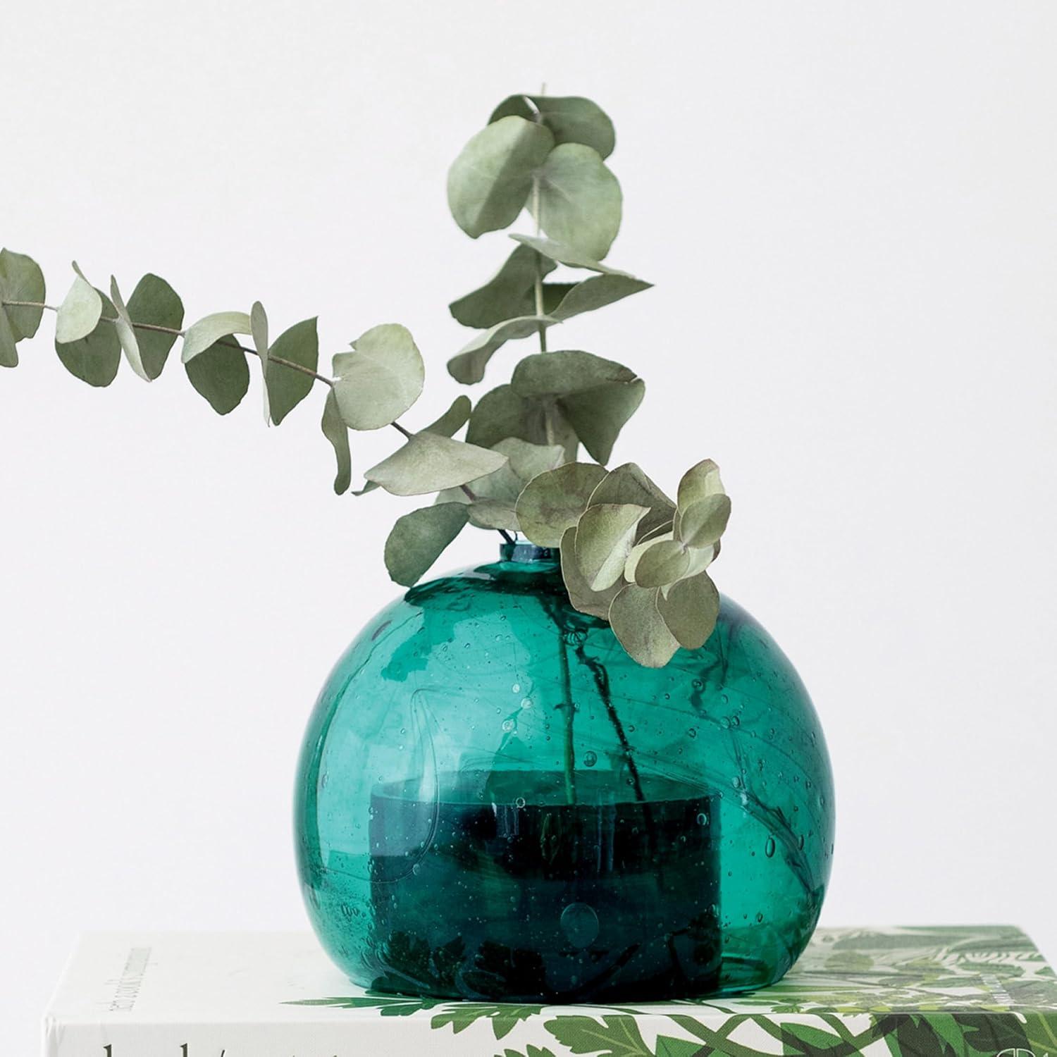 Creative Co-Op Glass Tealight Holder with Cloche, Teal