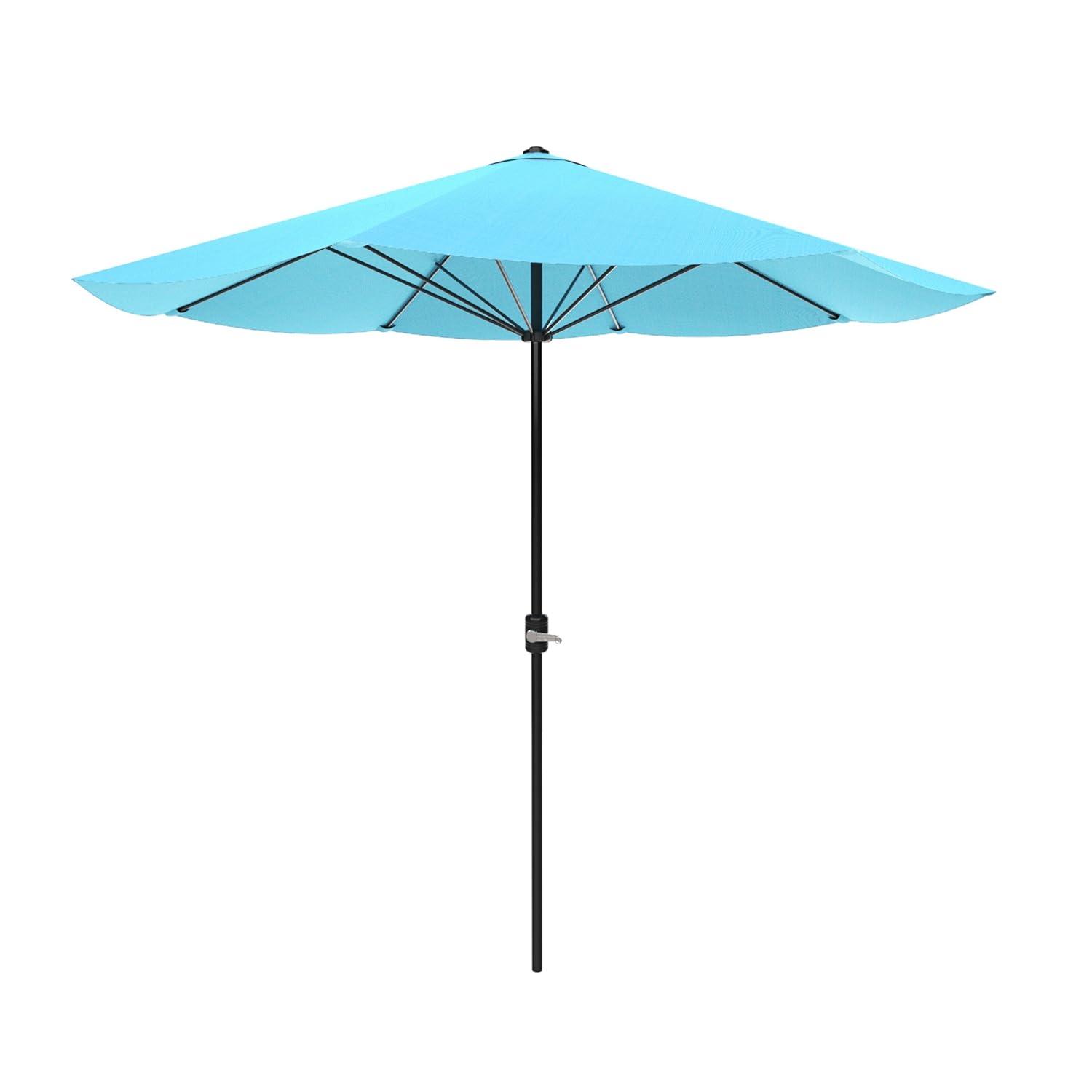 Pure Garden 9FT Outdoor Vented Patio Umbrella with Easy Crank (Blue)