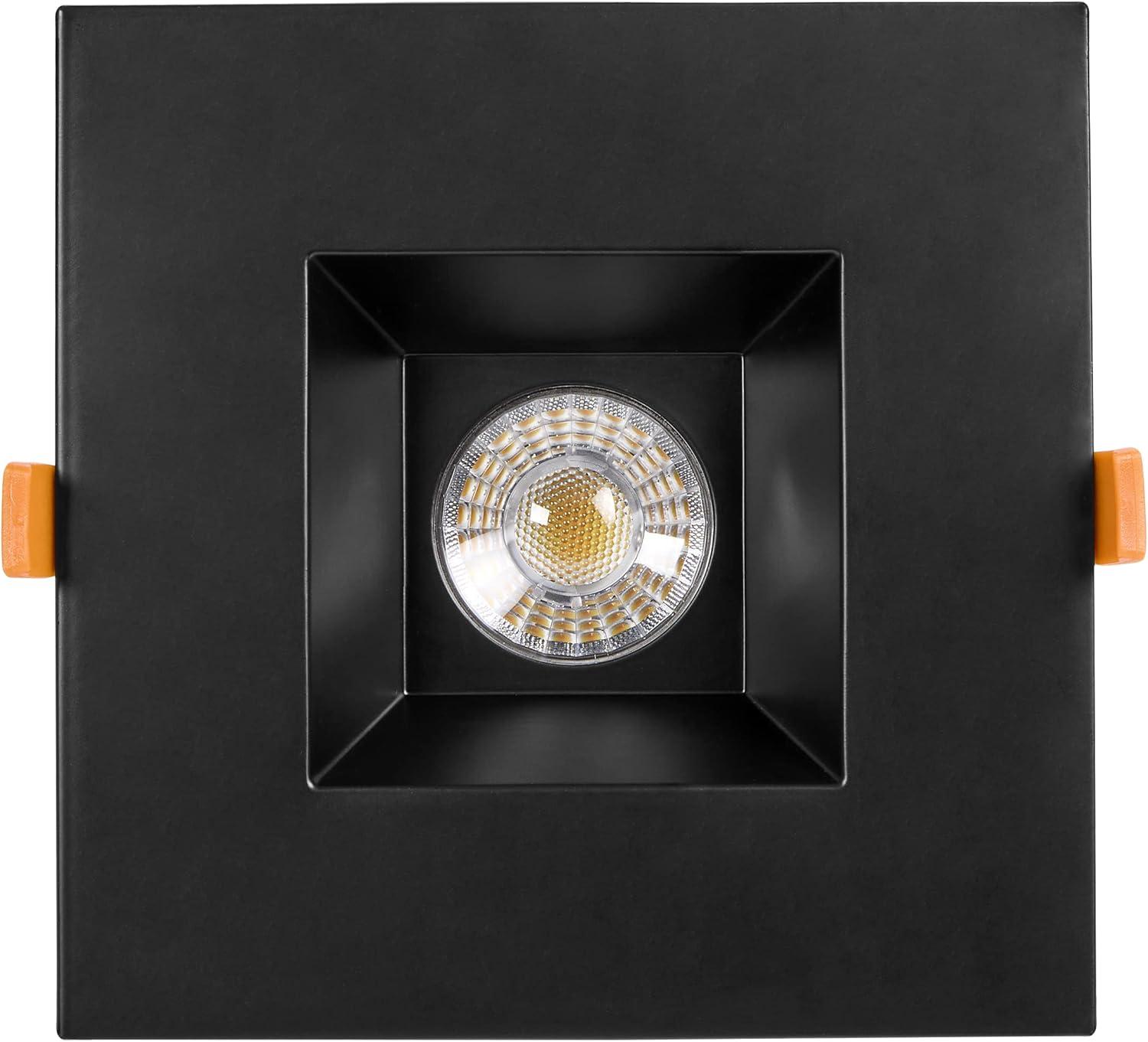 Maxxima 6” Ultra-Thin Recessed Anti-Glare LED Downlight Canless IC Rated 1200 Lumens 5 Color Temperature Select 2700K/3000K/3500K/4000K/5000K Dimmable Square Black Trim 90 CRI 5CCT Slim J-Box Included