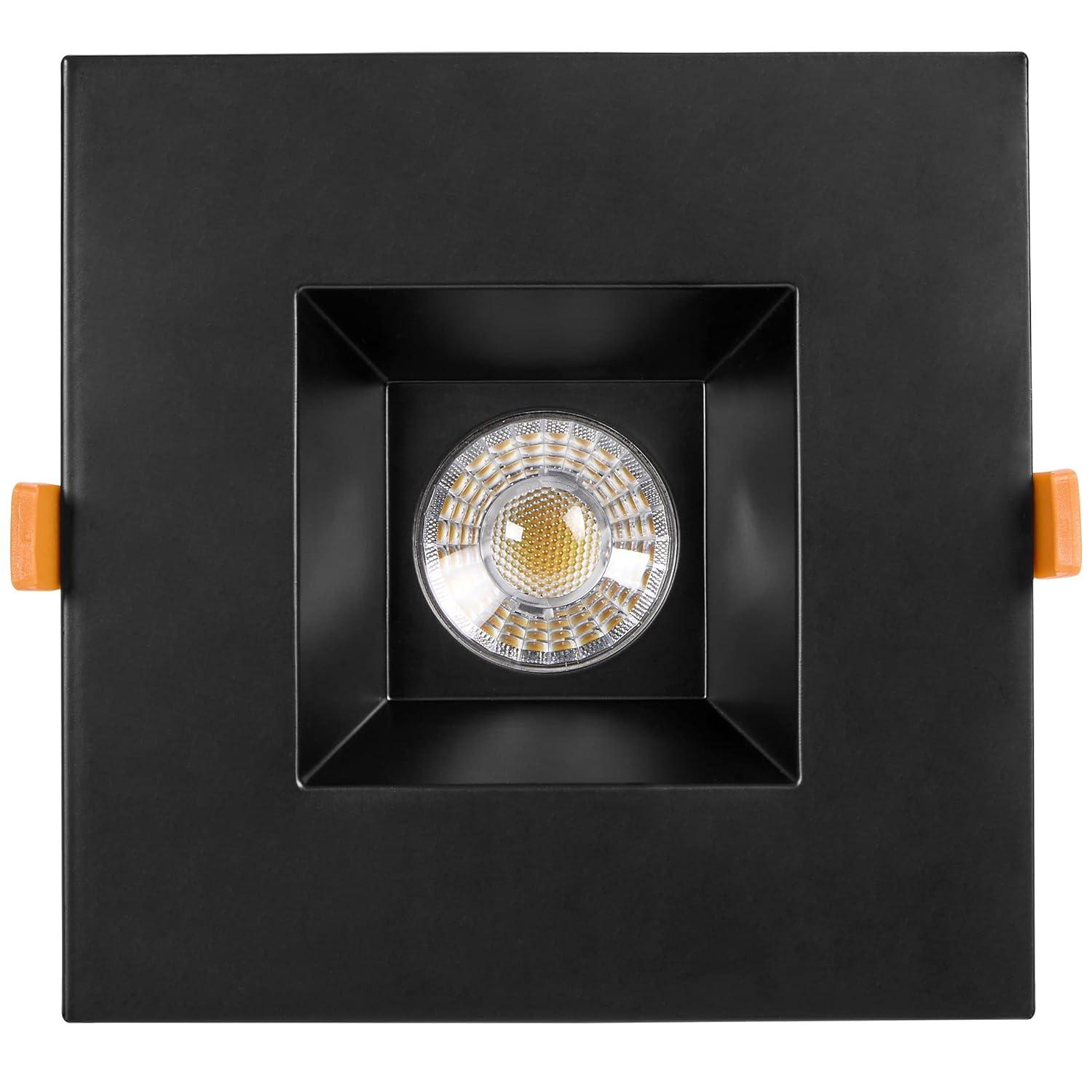 Maxxima 6” Ultra-Thin Recessed Anti-Glare LED Downlight Canless IC Rated 1200 Lumens 5 Color Temperature Select 2700K/3000K/3500K/4000K/5000K Dimmable Square Black Trim 90 CRI 5CCT Slim J-Box Included
