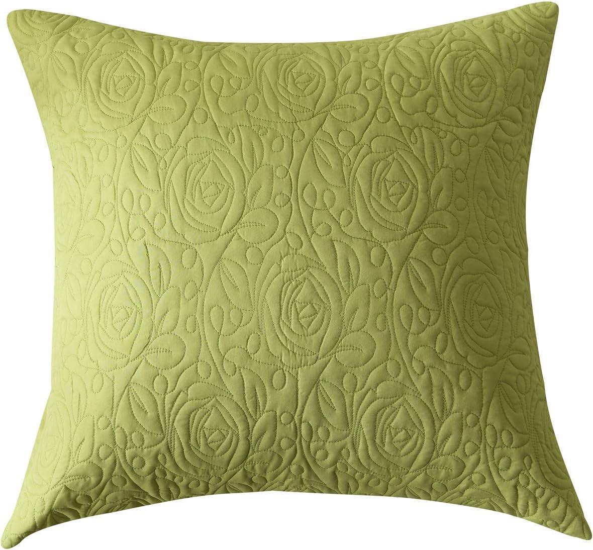 Green Microfiber Embroidered Euro Sham Covers 24x24