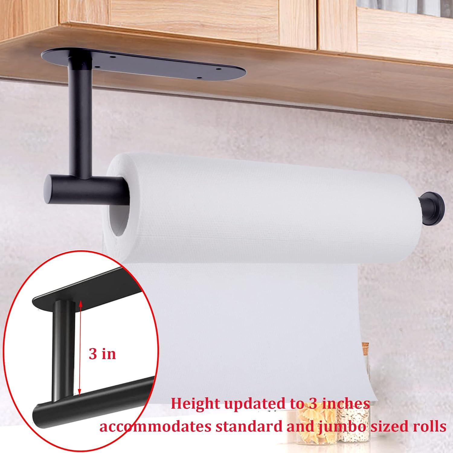 Paper Towel Holder - Under Cabinet Paper Towel Rack for Kitchen、Bathroom,SUS304 Stainless Steel(Matte Black)