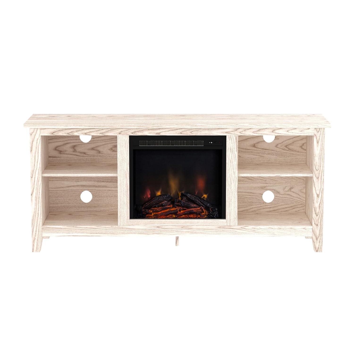 Walker Edison Traditional Fireplace TV Stand for TVs up to 64" - Whitewash