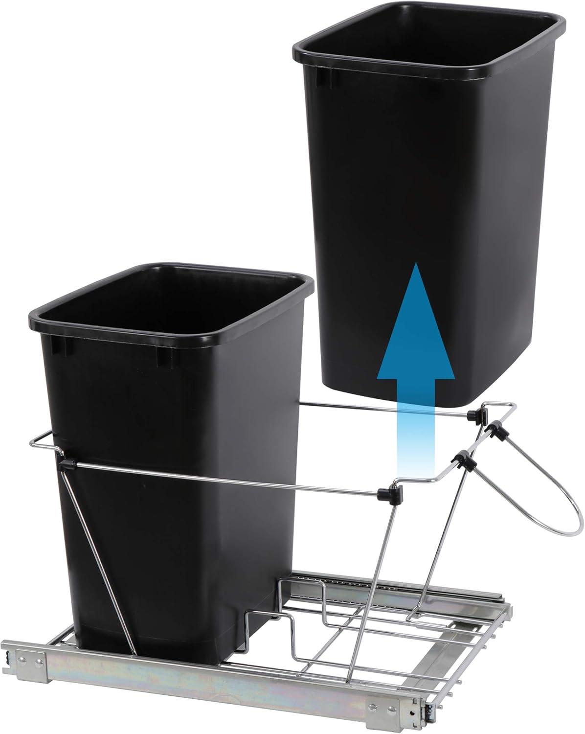 Black Double Pull-Out Trash Can with Steel Frame