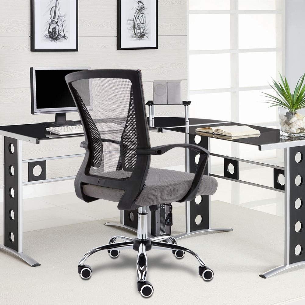 Modern Home Zuna Mid-Back Office Task Chair - Ergonomic Back Supporting Mesh Back Desk Chair (Black/Gray)