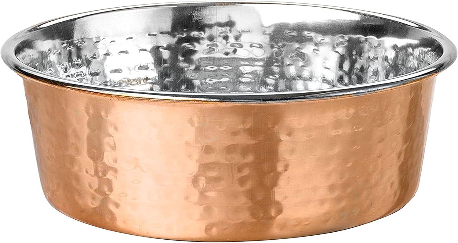 Neater Pet Brands Hammered Decorative Designer Bowls - Luxury Style Premium Dog and Cat Dishes (Medium, Copper)