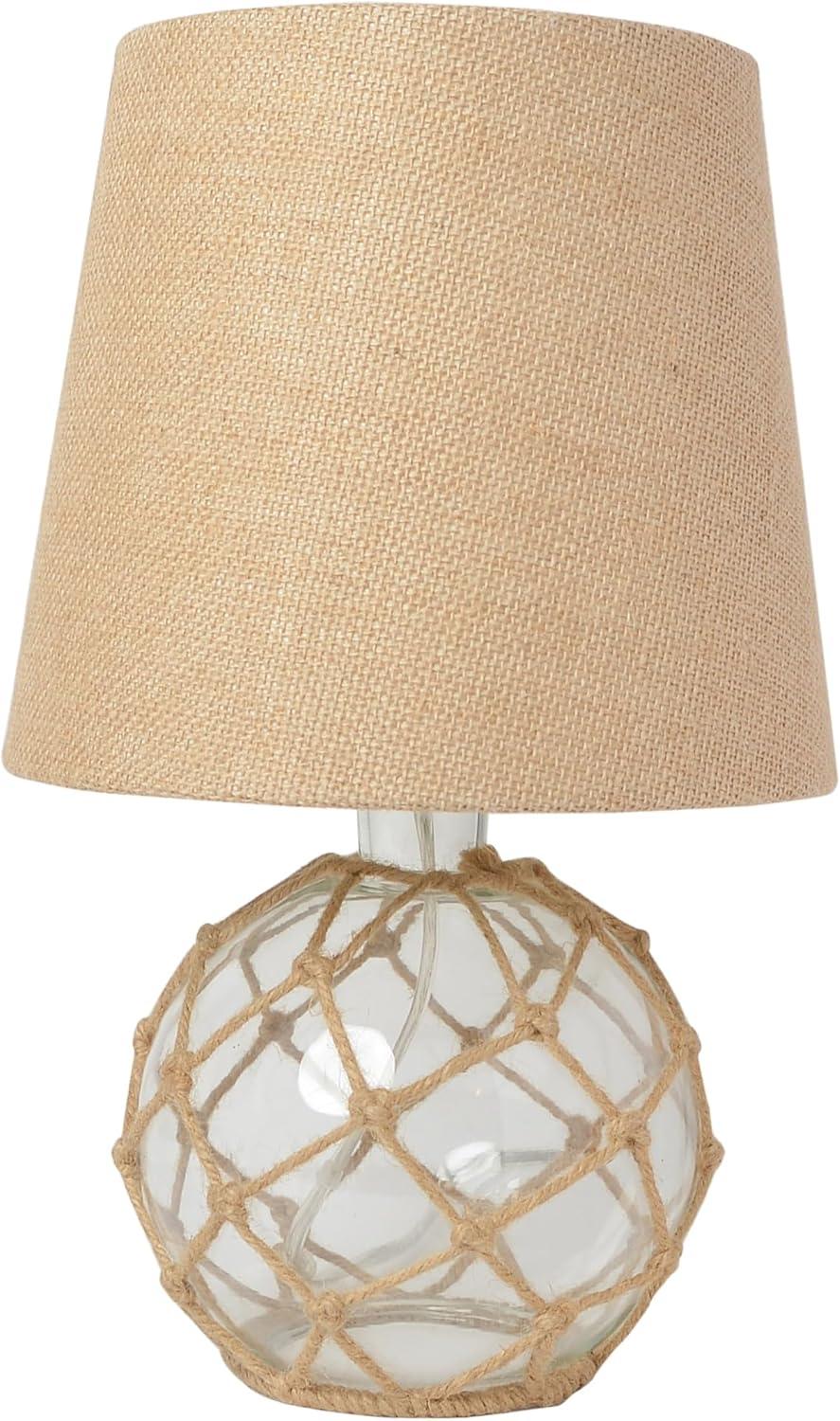 Buoy Rope Nautical Netted Coastal Ocean Sea Glass Table Lamp Clear - Elegant Designs: Burlap Shade, UL Listed