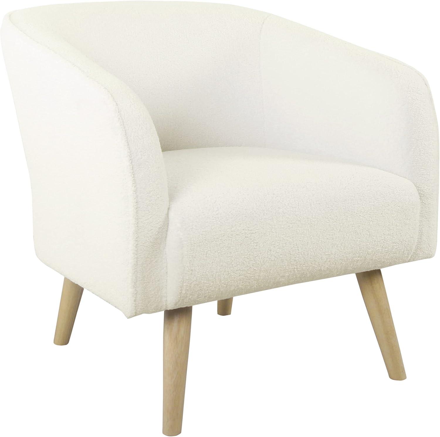 HomePop Sherpa Modern Wood and Fabric Accent Chair in Cream Finish