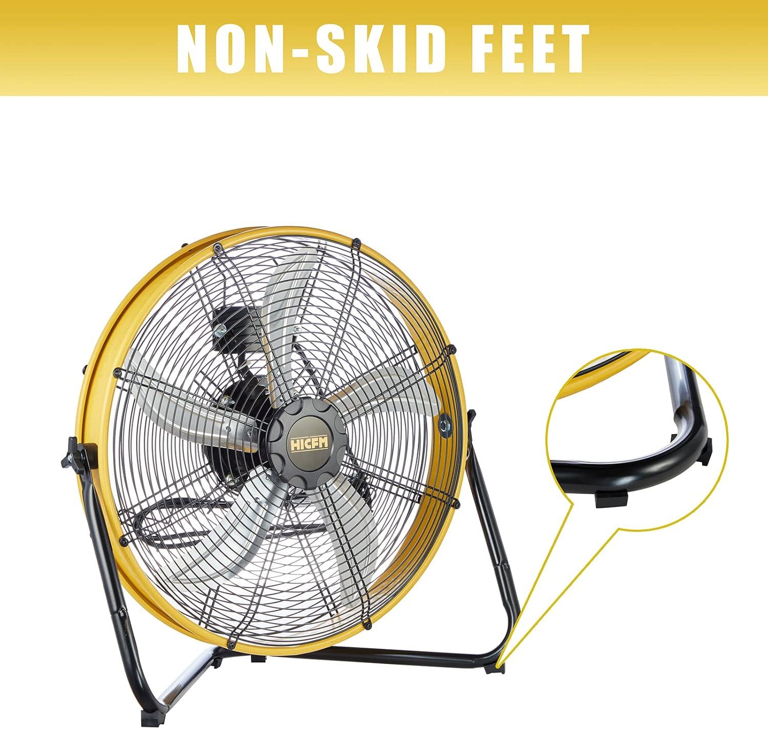 HiCFM 6300 CFM 20 inch Heavy Duty Shroud Fan with IP44 Enclosed Powerful 1/4 Motor, High Velocity Air Circulator for Workshop, Garage, Commercial or Industrial rooms - UL Safety Listed