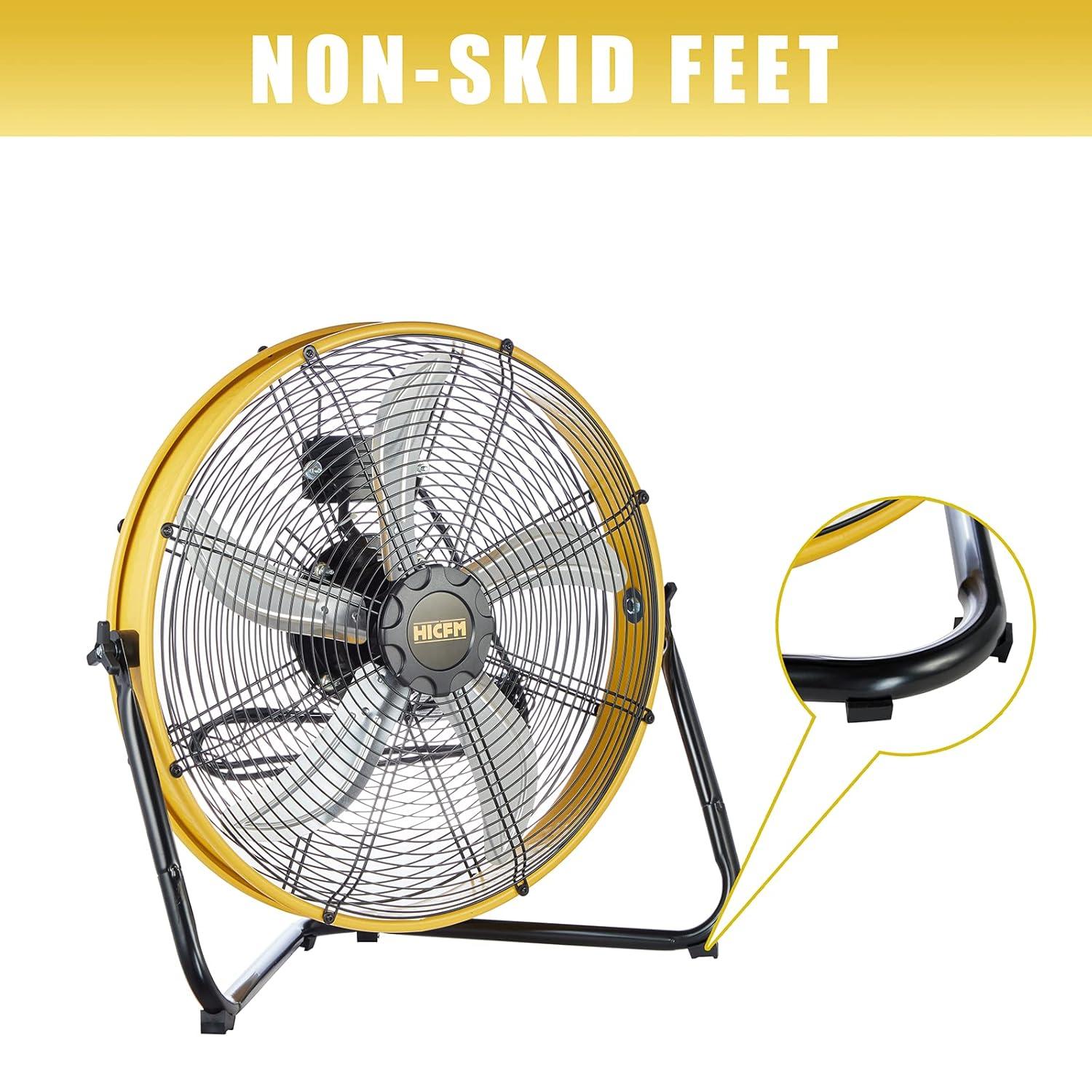 HiCFM 6300 CFM 20 inch Heavy Duty Shroud Fan with IP44 Enclosed Powerful 1/4 Motor, High Velocity Air Circulator for Workshop, Garage, Commercial or Industrial rooms - UL Safety Listed