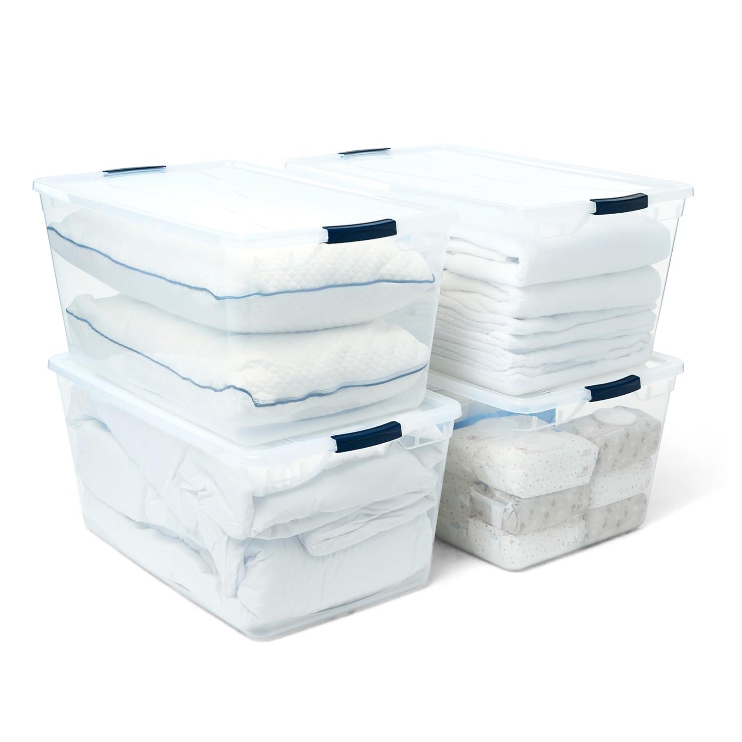 Rubbermaid Rubbermaid Cleverstore Clear 95 Qt Plastic Storage Bins with Lids, 4-Pack