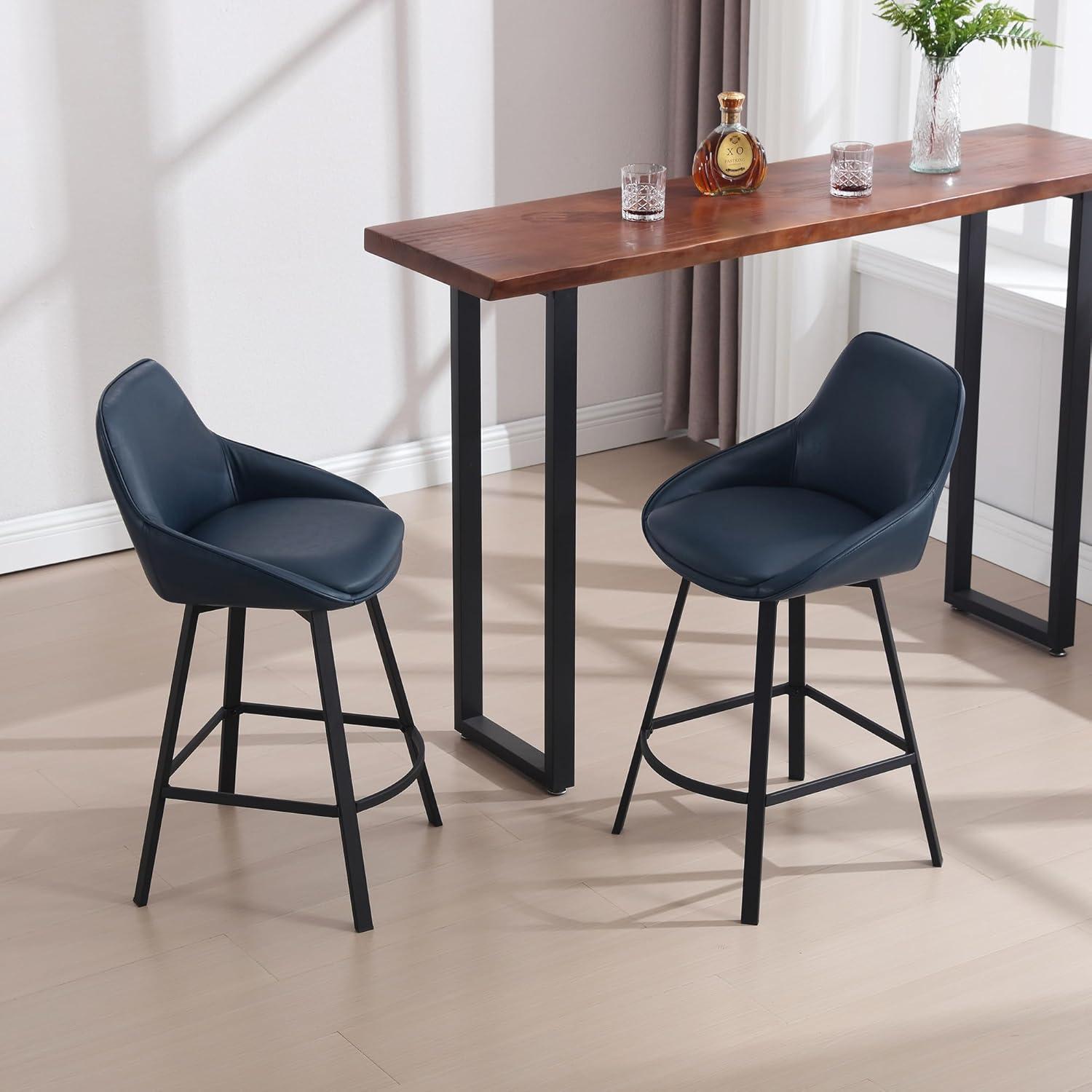 Janayshia Swivel 25.2'' Faux Leather Counter Stool