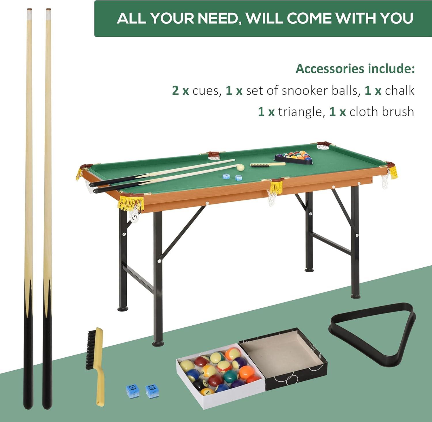 HomCom 4.6' Pool Table with Leg Levelers