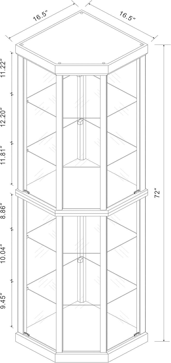 Coaster Appledale Traditional 6 Shelf Corner Curio Cabinet with Glass Doors Medium Brown